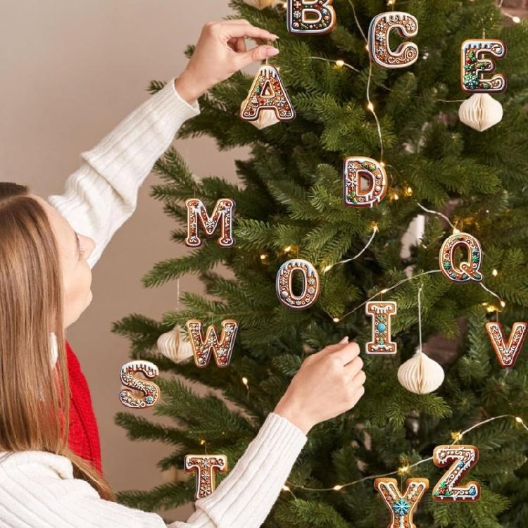 Child Safe Acrylic Christmas Letter Ornament Gingerbreads Homes Decors For Car Homes Decoration Holiday Party Accessory