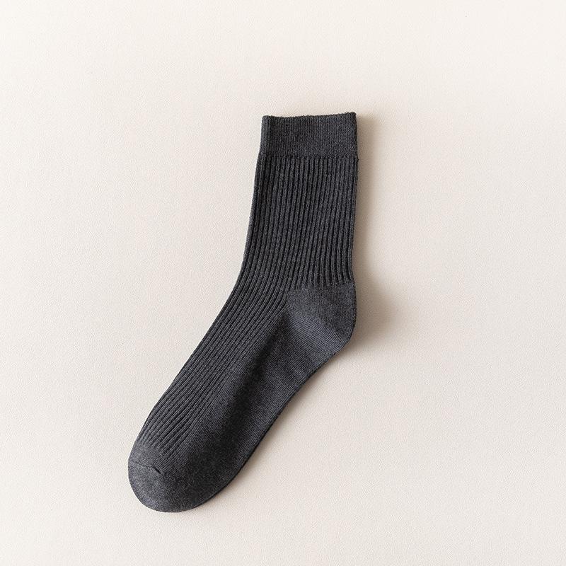 Men's Spring and Autumn Pure Cotton Pure Color Deodorizing Sweat Absorbing Business Tube Socks