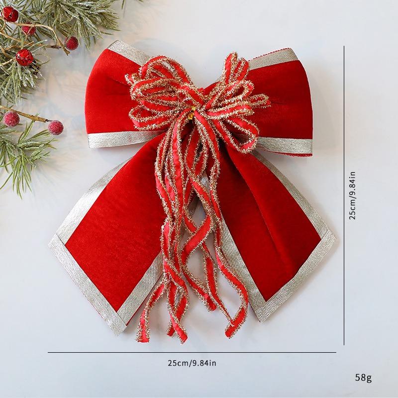 1pcs Velvet Christmas Bow Decor Cordless Hanging Ornament for Tree Staircase Door Multi-Use Holiday Home Party Decoration