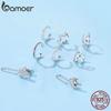 BAMOER 925 Silver Mono Clip Earrings for Girl CZ Platinum Plated Ear Cuffs Non Piercing for Women Wedding Party Jewelry