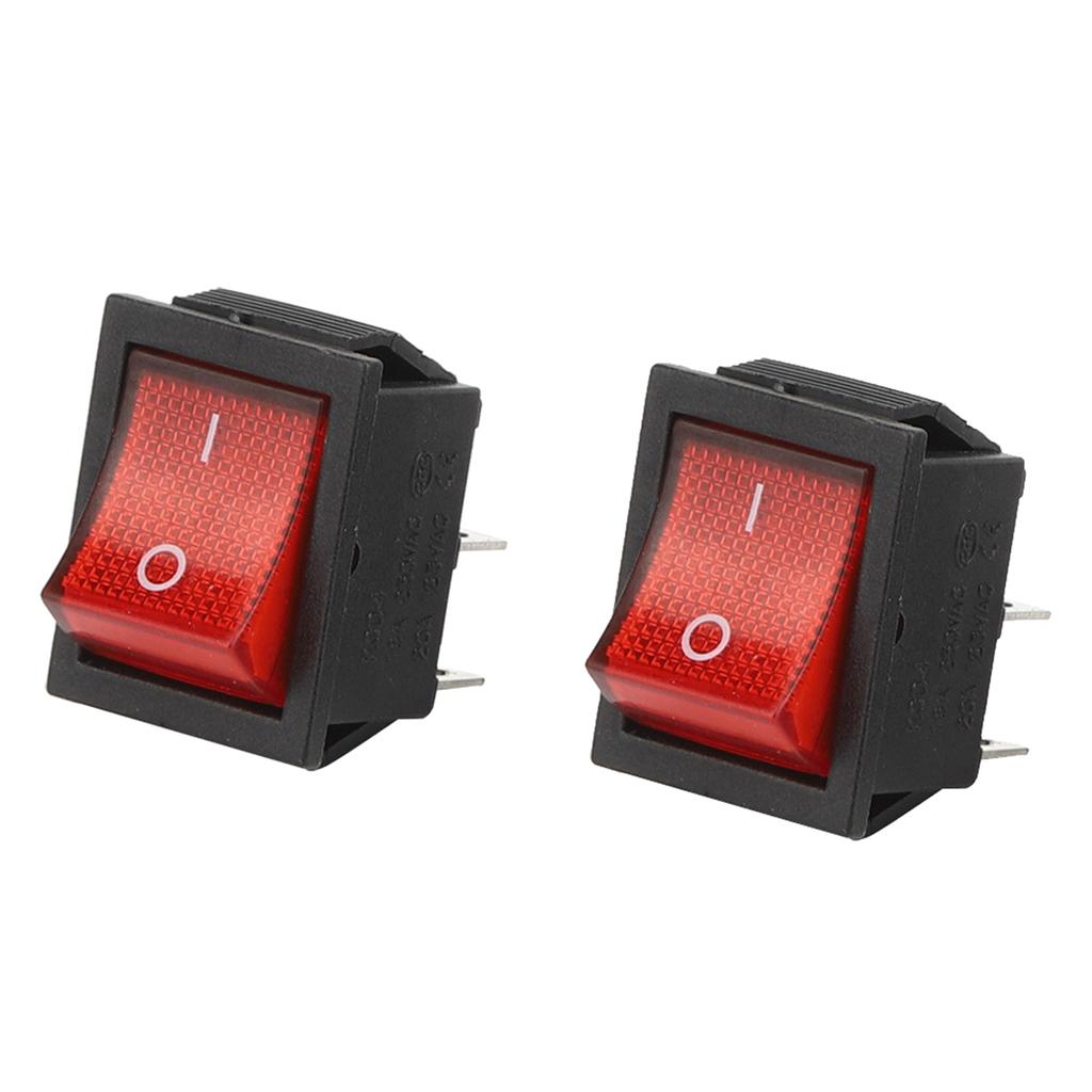 5PCs Rocker Switch 16A 250V 4 Pin with Red Light Industrial Control Accessory 31 X 25mm
