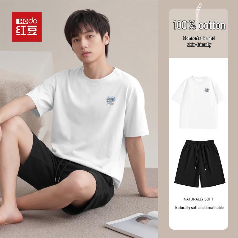 Hodo Men's Pure Cotton Short Sleeve T-Shirt & Shorts Set