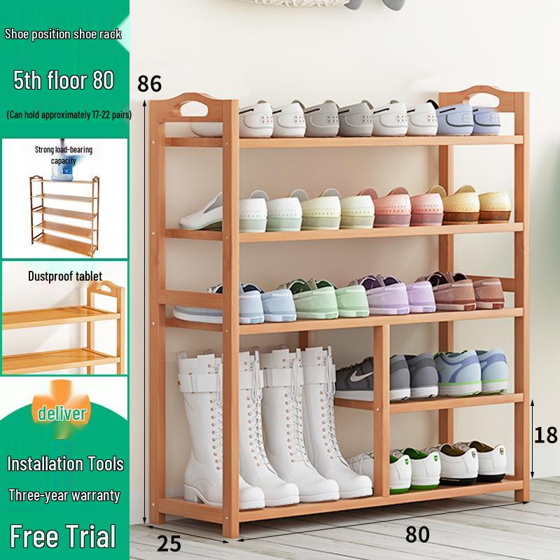 Wall-Mounted Bamboo Shoe Rack: Space-Saving, Dustproof, Multi-Layer Storage for Entryway