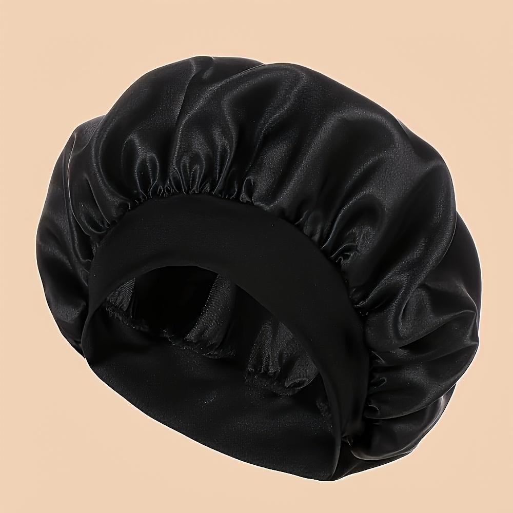 1pc Satin Sleep Cap with Elastic Band - Comfortable Polyester Unscented Wide Brim Shower Cap for Daily Use, Hair Bonnet for Sleeping