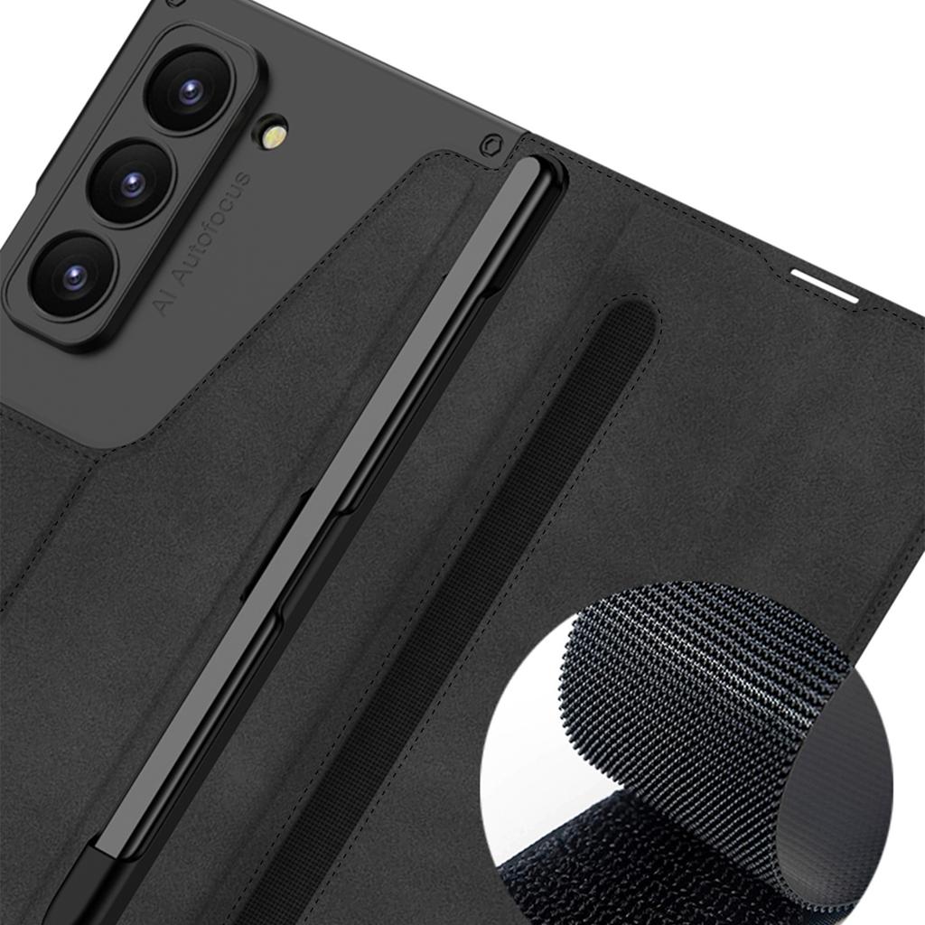 GKK For Samsung Galaxy Z Fold6 5G Kickstand Case Pencil Slot PC+PU Phone Cover with Screen Film