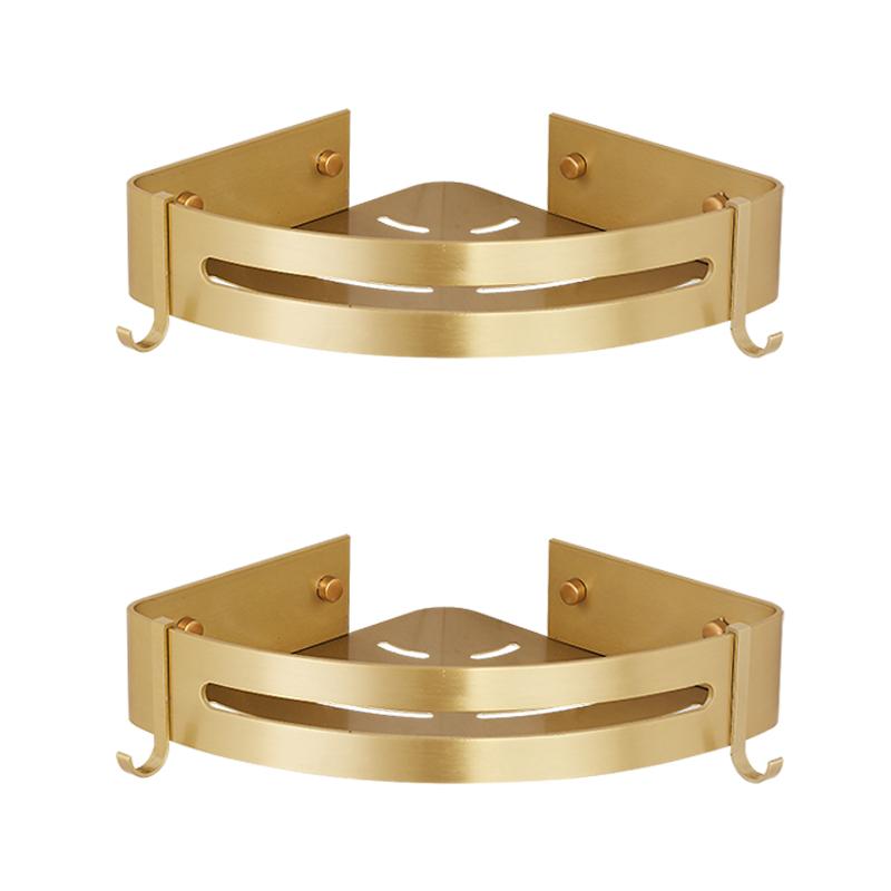 Corner Shelf Wall Mounted Bathroom Shelf Brushed Gold Aluminum Bath Shower Shelf Bath Shampoo Holder Corner Shelf