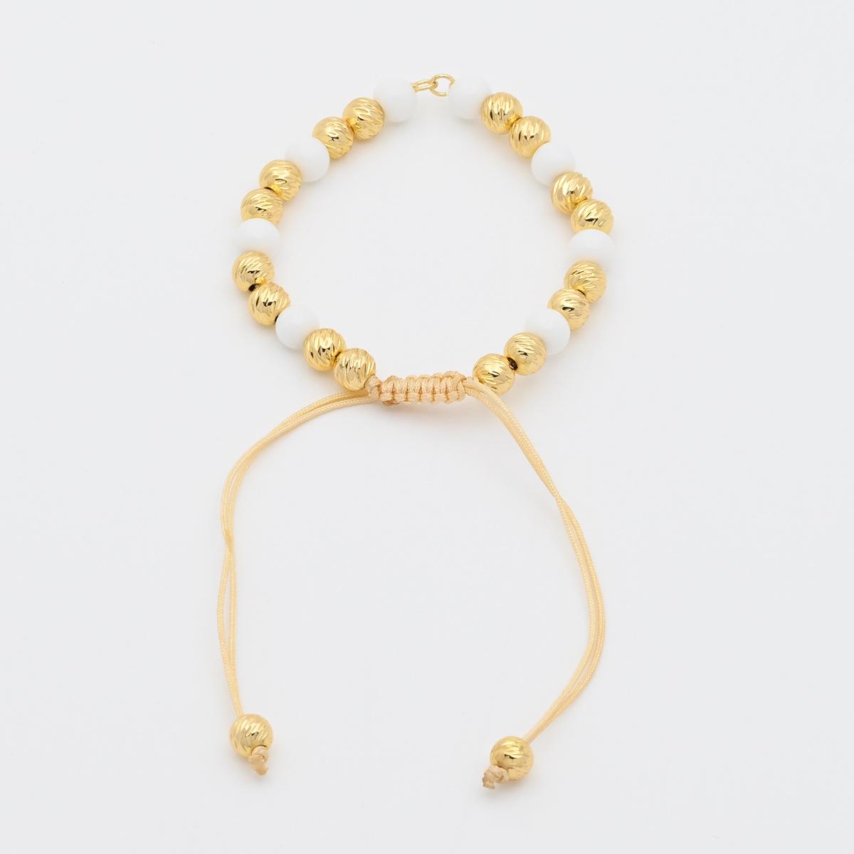 European Woven Bracelet with Pearls and Gold-Plated Connector Single Bracelet