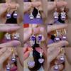 Super Flash Diamond Purple Flower Pearl Stud Earrings French Earrings
