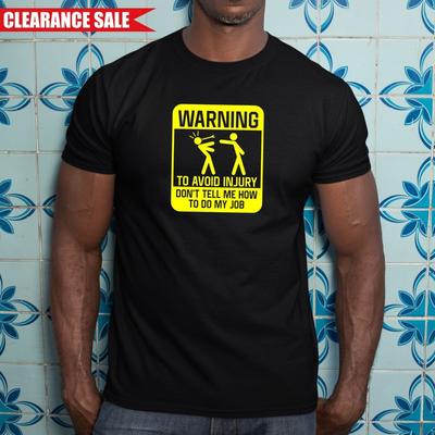 Warnung Um Verletzungen zu vermeiden T-Shirt Bedruckt Klempner Elektriker Mechaniker Schreiner Top