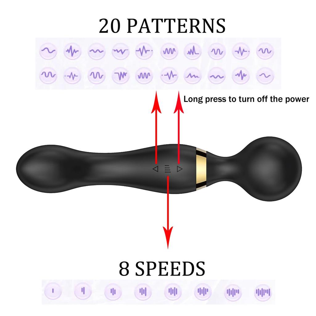 Vibrator Wand,Adult Sex Toy Wand, G Spot Dildo, Clit Vibrator, Sex Vibrators,Clitoris Stimulation,with 8 Speeds & 20 Patterns, F