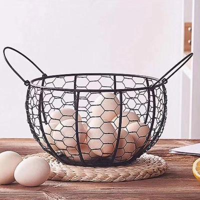 Storage Basket Kitchen Storage Metal Wire Egg Basket Farm Chicken Cover Egg Holder Organizer Storage Basket for Fruits Veggies