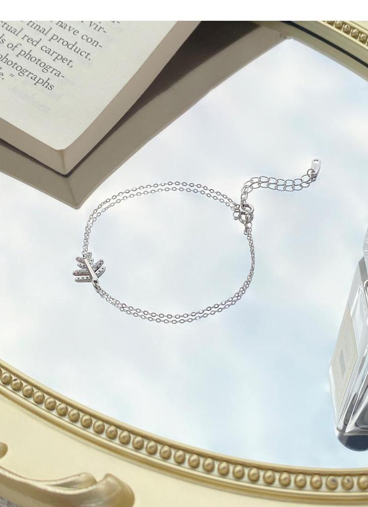 Sterling Silver Korean Style Airplane Bracelet for Women - Elegant, Versatile Design, Instagram-Inspired Luxury Wrist Jewelry