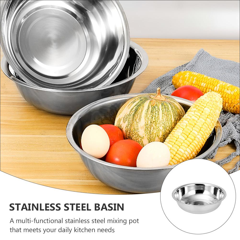 Salad Bowl Stainless Steel Basin Child Gnocchi Pasta Washing Soup Kitchen Tableware