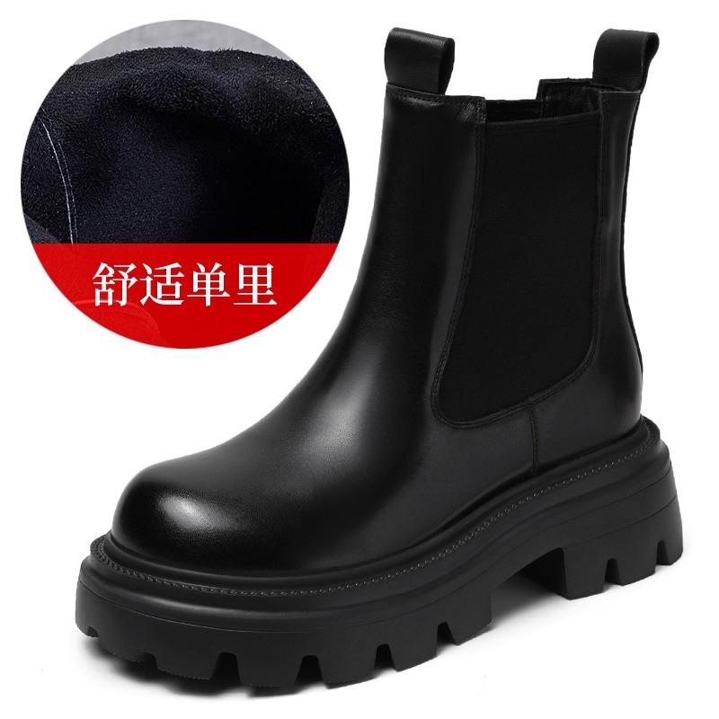 

Thick-soled Martin boots women s autumn and winter 2025 new retro casual soft leather Chelsea short boots small cigarette boots tide 34