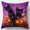 Home Decor Halloween Witch, Cats & Pumpkins Decor Pillow Pattern Cushion Cover Suitable For Sofa Bedroom Car Pillow Cover