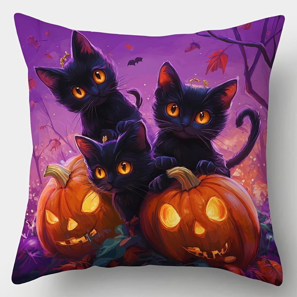 

Домашний Декор Хэллоуин Ведьма, Кошки и Тыквы Декор Наволочка с Рисунком Подушка Подходит Для Дивана Спальни Автомобиля 40x40cm