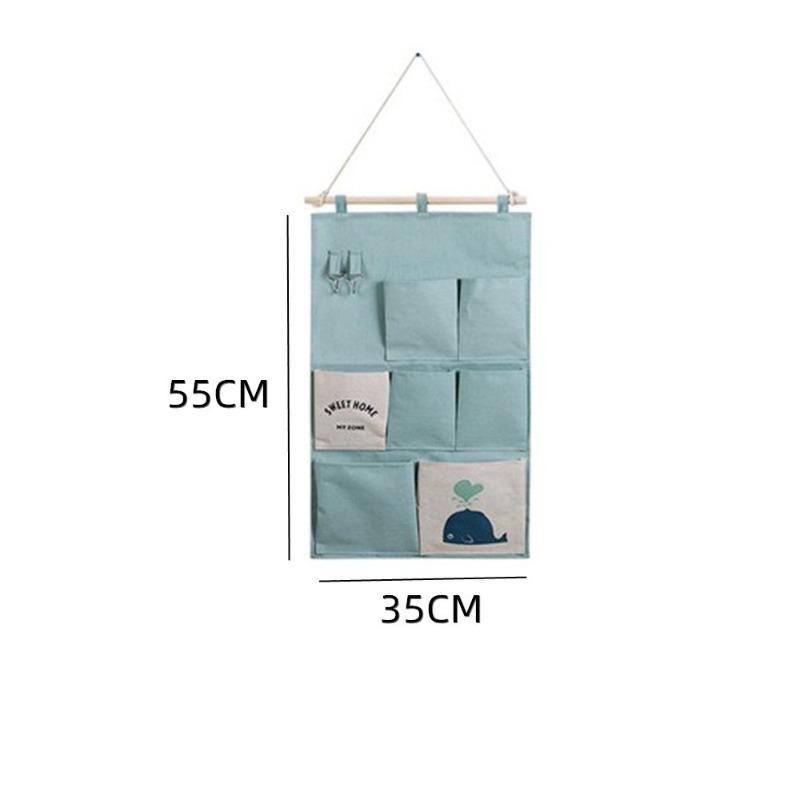 1/2pcs Linen Cotton 7Pocket Wall Hanging Storage Bag Door Back Organizer For Dorm Sundries