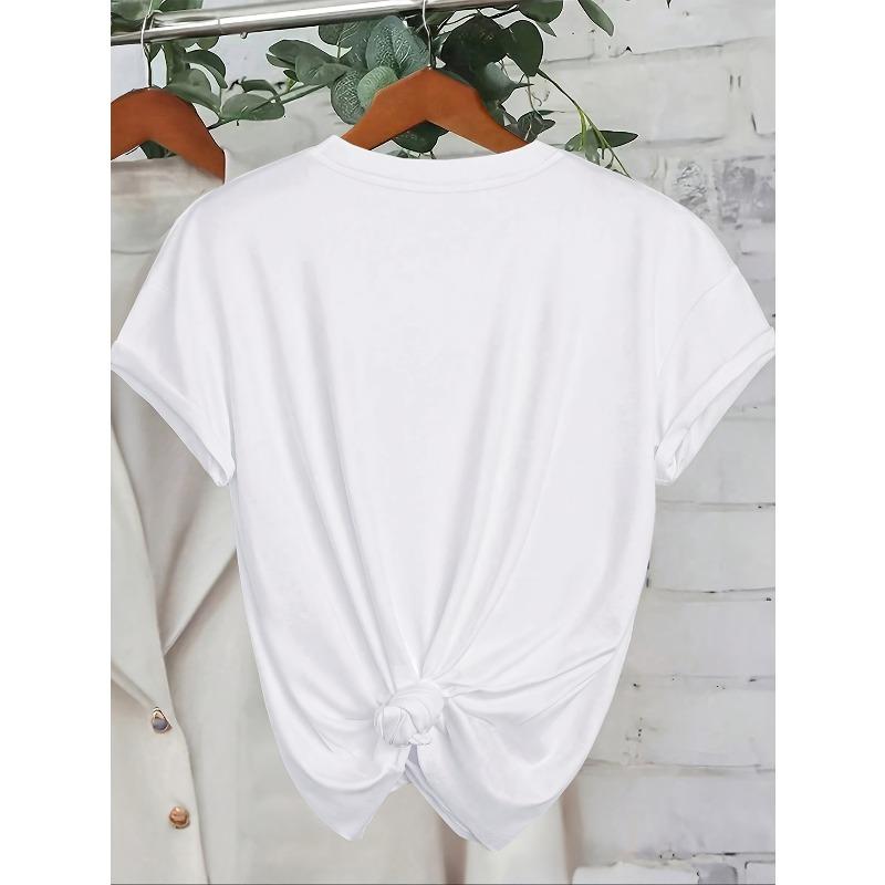 Women's Floral Eiffel Tower Bicycle Print Tee Round Neck Short Sleeve Spring Summer Casual Patterned Everyday Stylish Top