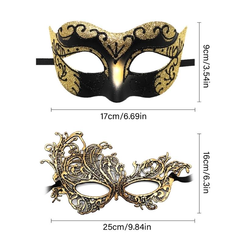 Set of 2 Comfortable Couple's Masquerades Mask Stylish Party Mask Accessory for Masquerades Balls and Costume Parties