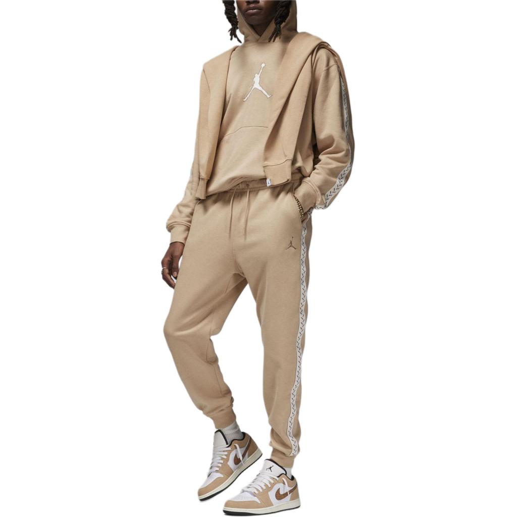 Jordan Flight MVP Jednokolorowe Sznurowane Casualowe Zwężane Dzianinowe Joggersy Męskie Joggersy Khaki FN6356-244