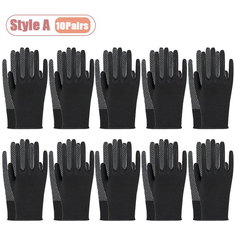 Thin Nylon Work Gloves Anti-slip Dot Coating Touchscreen Lightweight Durable Gloves for Cycling Fishing Camping and Driving