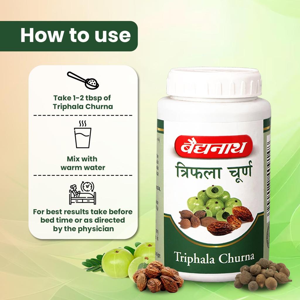 Baidyanath Triphala Churna Powder 400gm Pack of 1 for Healthy Digestion, Bowel Wellness, Acidity and Gas Relief
