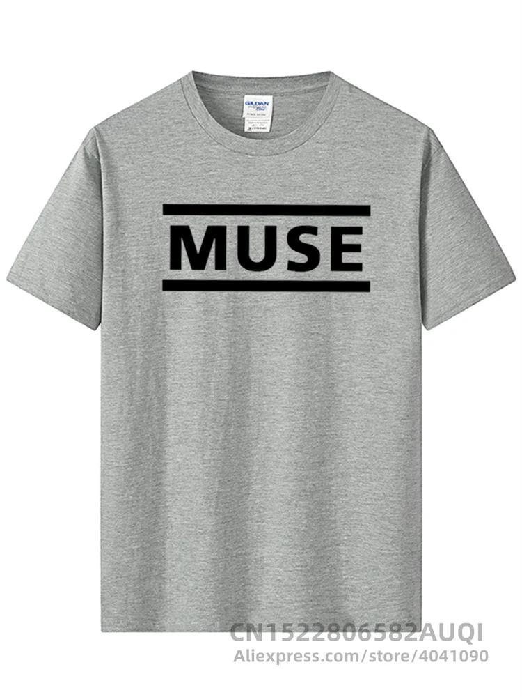 Herren Hochwertiges T-Shirt mit Buchstabenaufdruck Muse Rockband Kurzarm T-Shirt O-Ausschnitt Hip Hop Herren Tops