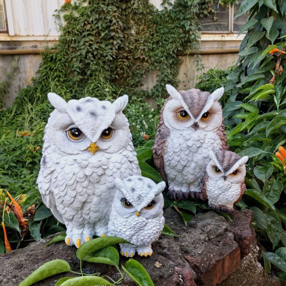 Miniature Decorative Ornament Resin Owl Statue Cute Creative Animal Bird Sculpture Exquisite Vivid Owl Figurines Tabletop