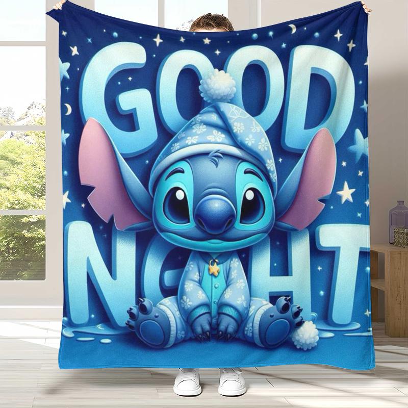 

Kawaii S-Stitch Cartoon Flannel Blanket,Ultra Soft Warm Plush Throw for Home Bedroom Bed Sofa Cover Camping Picnic gift kids 75x90cm