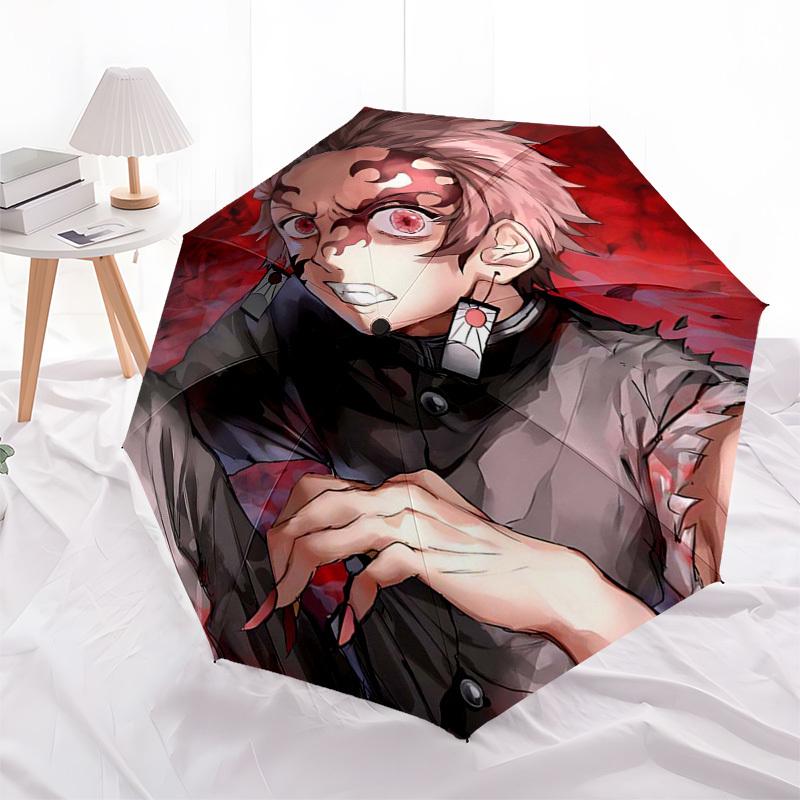 1pc Anime Character Umbrella: Automatic Opening & Closing, Portable 3-Fold Design with Iron Frame, Outdoor, Gift for Fans, Travelers, Daily Use.Q104