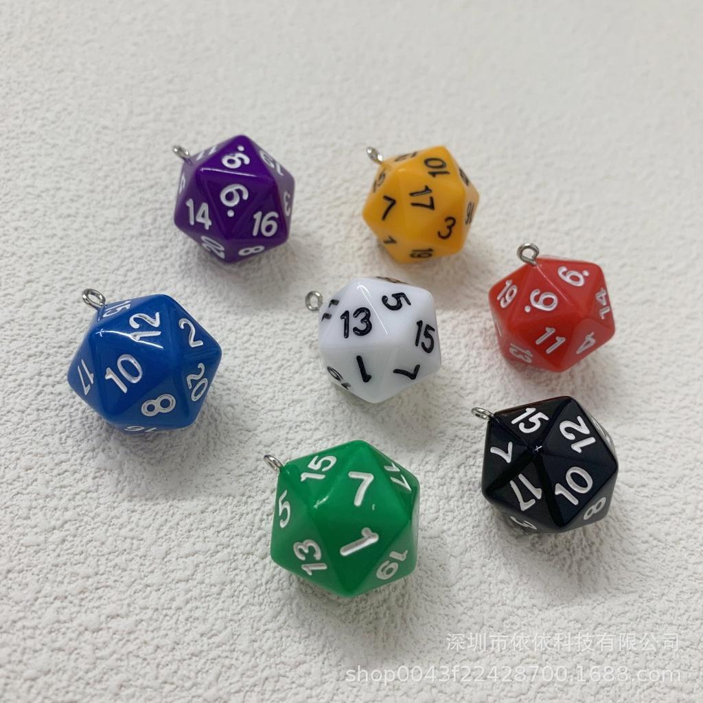 Manufacturer's real shot 20-sided sieve dice transparent solid color multi-sided dice bag pendant earrings keychain DIY accessories