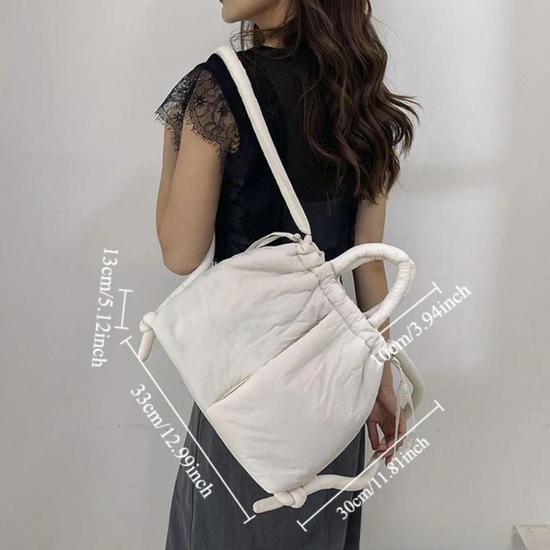 Damen Casual Einzelschultertasche Große Kapazität Nyl Rucksack Damen Daunenbaumwolle Winter Tragetasche Tragbare Make-up Handtasche