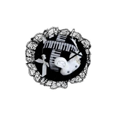 Playfulness Bunnies Shape Hair Clip With Lace Embellishment Stylish Black White Rabbit Hairpin for Kids and Adults