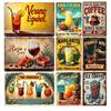 Coffee Fruit Juice Cocktails Tin Sign Art Crafts Tinplate Billboard Decor for Bar Kitchen Home Wall Plate Decor Shabby Plaques