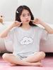 Mädchen Cartoon Wolken Pyjama-Set - Kurzärmelig, Leichte Sommerkleidung