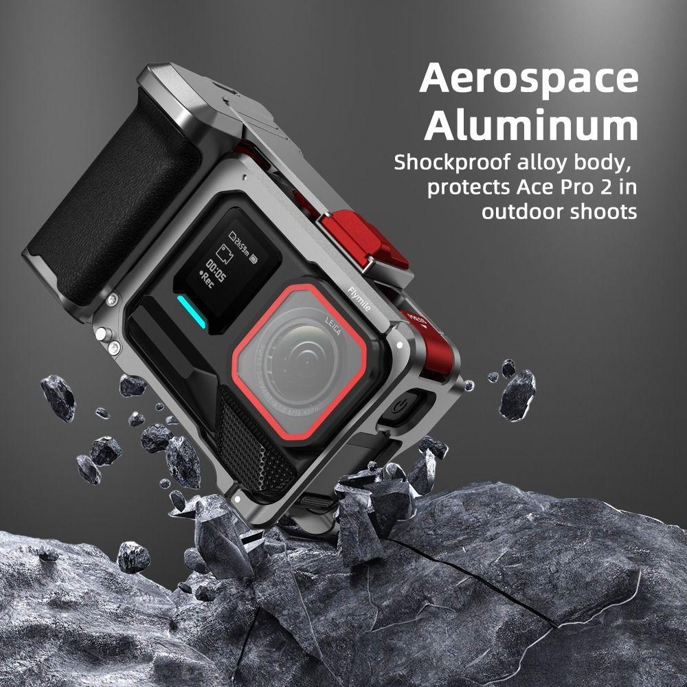 Aluminum Alloy Xplorer Grip Kit Camera Frame Shutter Button Quick Release Camera Grip Handle for Insta360 Ace Pro 2/Ace Pro