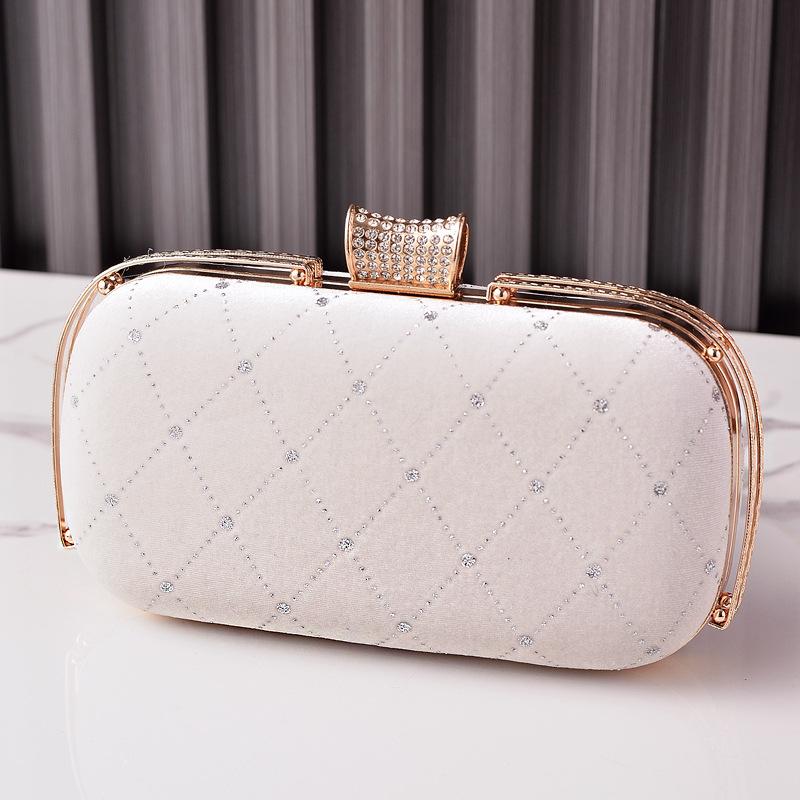 Women's Quilted Handbag Black Velvet Evening Party Bag Vintage Luxury Designer Diamond Clutch Crossbody Shoulder Wallet for Lady