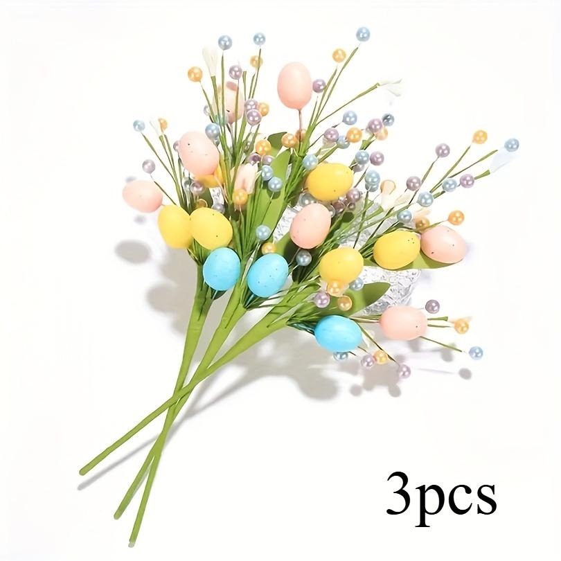 Artificial Easter Bunny Bouquet,Plastic Egg Branches with Colored Berries,Home Decor,Living Room Tabletop Floral Arrangement