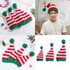 Crochet Christmas Santa Caps with Stripe Formal Event Santa Hats Festival Props Furry Warm Hat for Holiday Gathering Party