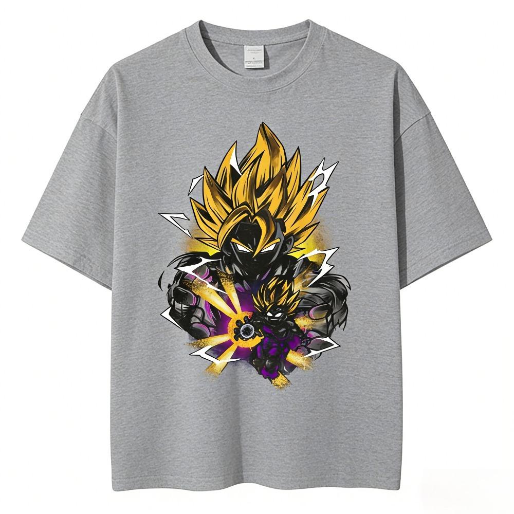 Dragon Ball Goku Unisex Pure Cotton Tshirt 2026 Summer Hot Anime Print American Loose Casual Parentchild Short Sleeved Top