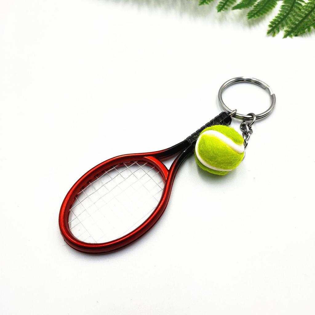 Creative Design Personality Simulation Tennis Racket Pendant Key Chains for Women Men Stainless Steel Backpack Accessories Gift