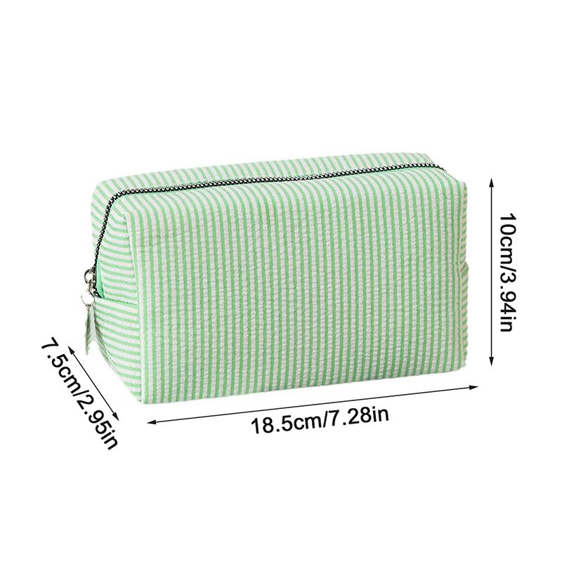 Fresh Simple Striped Cosmetic Bag Large Capacity Makeup Bag Pencil Case Travel Toiletries Bags Toiletry Storage Pouch