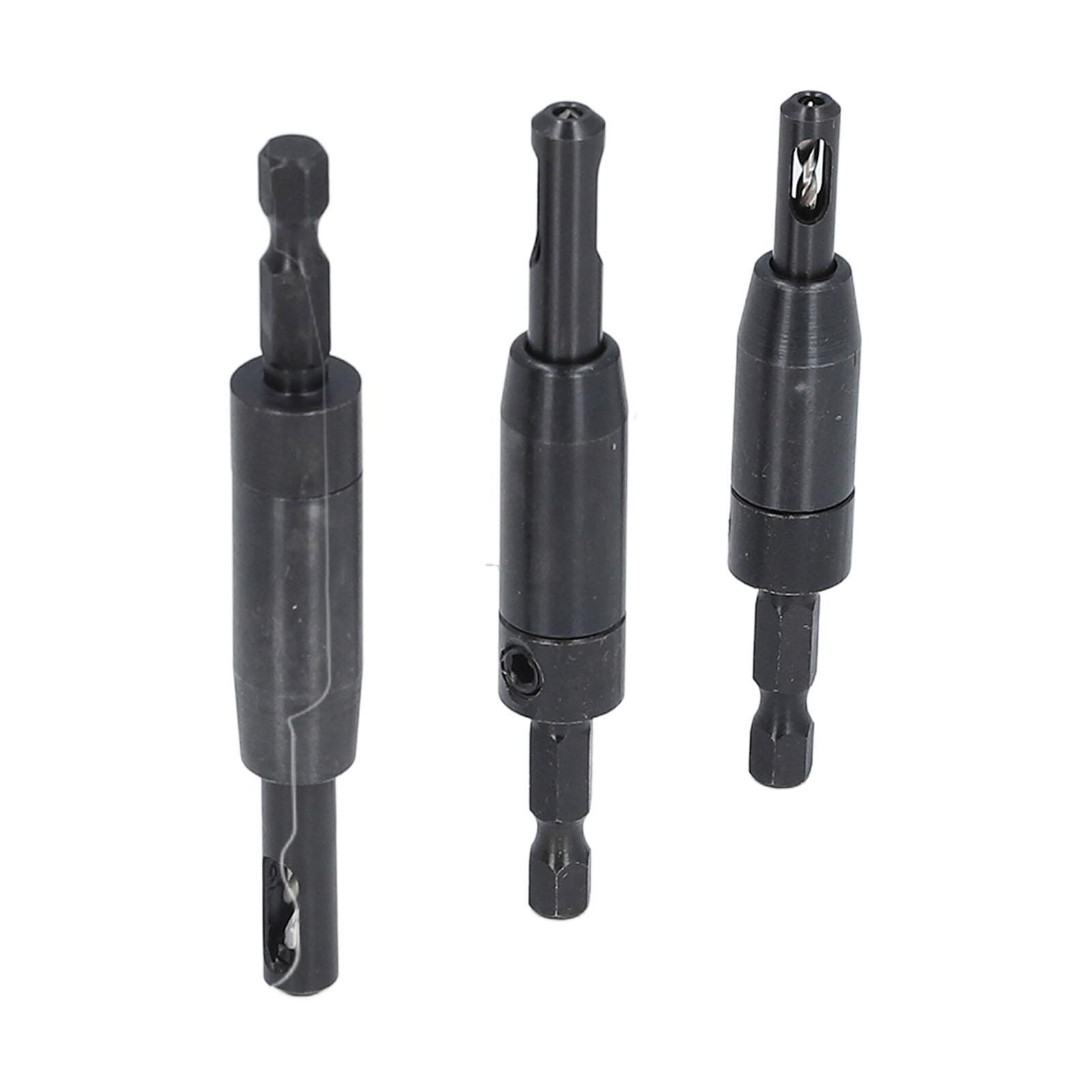 

3Pcs Woodworking Hinge Drill Bit Set HSS 1 4in Hex Shank Positioning Drilling Drill Bit Set 1 8in 7 64in 3 32in