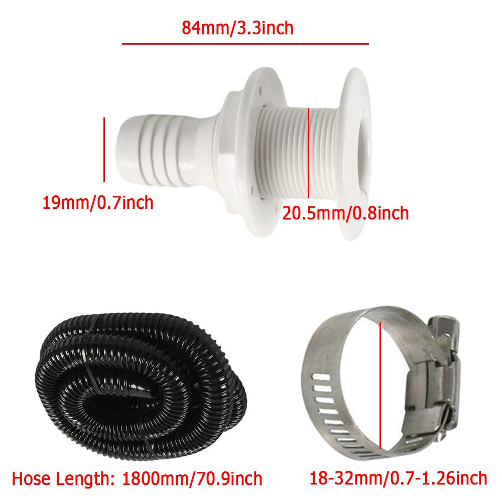 1 set Flexible Bilge Pump Hose Installation Kit 3/4-Inch Diameter 6.6 FT for Boats with 2 Clamps and Thru-Hull Fitting