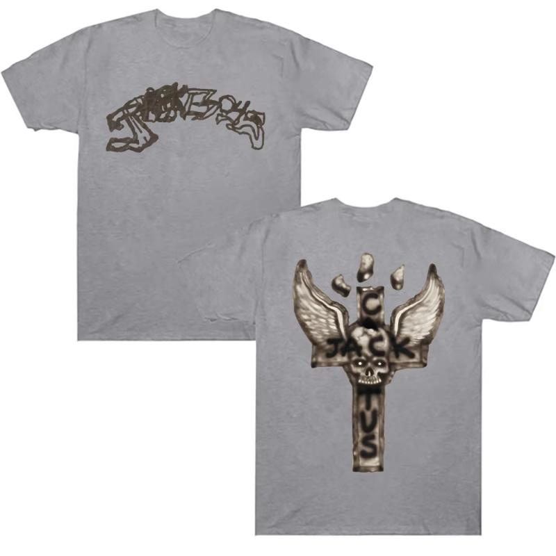 JACKBOYS 2 Album Art Graffiti Tshirt Traviss Scott Cactus Jack Tops Loose Casual Cotton Crew Neck Short Sleeve Streetwear Tee