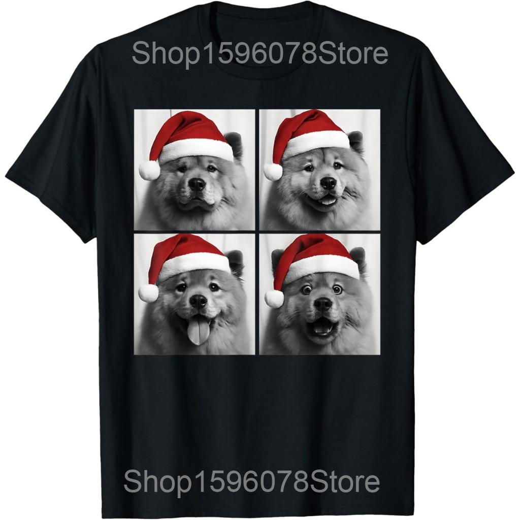 Christmas Chow Chow Dog Lover Funny Xmas Pet Dogs T Shirts Men Cotton Streetwear Tee Shirt Short Sleeve Unisex Loose Clothing