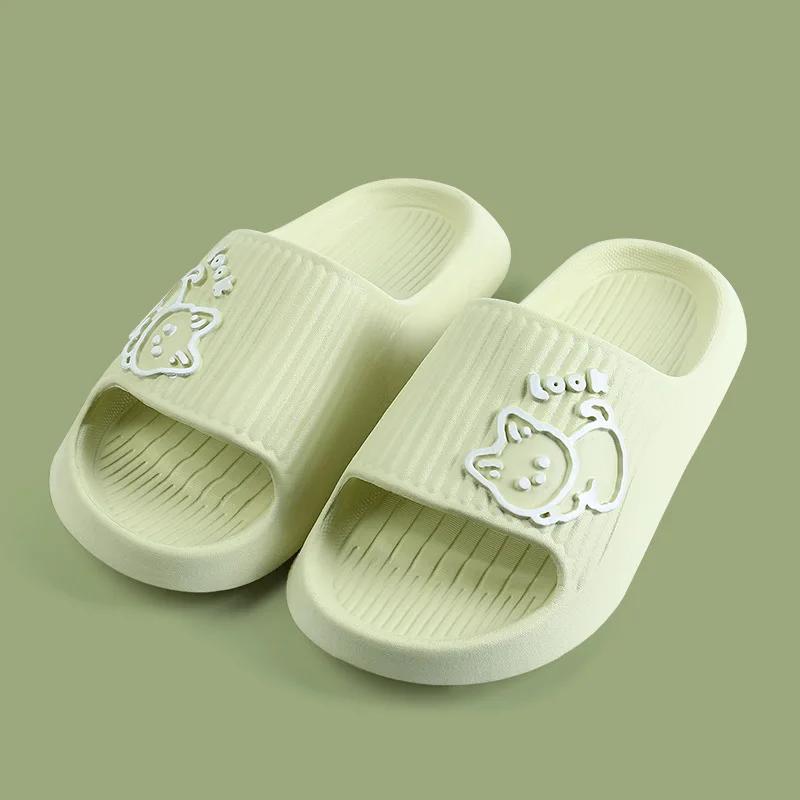 Summer Slippers Bathroom Platform Non-Slip Home Bear Cartoon Flip Flops Beach Women Slipper Sandals Slides Indoor Outdoor 2025