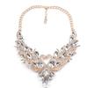 Damen Schmuckset mit künstlichen Diamanten, Halskette/Ohrringe, florale Damenkette