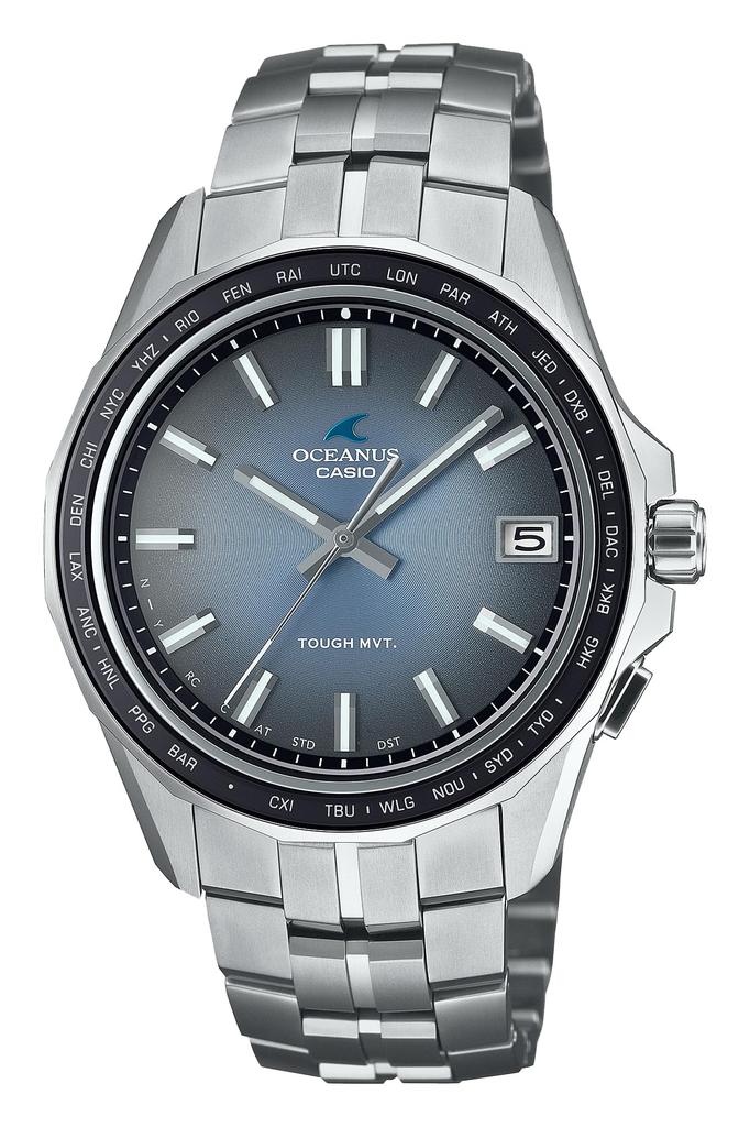 Часы Casio Oceanus, Сделано в Японии, Коллекция Manta Retro Tone, Bluetooth, Радио-солнечные, Сапфировое стекло, OCW-S400RA-2AJF, Мужские, Серебристые