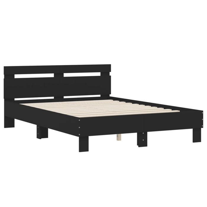 VidaXL Bed Frame with Headboard Black 120x200 Cm Engineered Wood 3207428